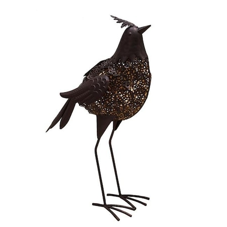 Oakland Living Corporation Oakland Living 650256-BIRD-HB 20.3 in. Steel Indoor & Outdoor Animal Garden Bird Metal Sculpture Statue with Solar Light & Ground Stake; Hammer Tone Bronze 650256-BIRD-HB